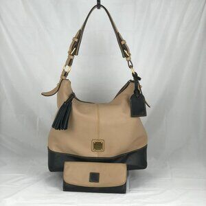 Dooney & Bourke Tan Pebble Grain Leather Sophie Hobo Bag w/ Tassel & Wallet